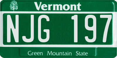 VT license plate NJG197