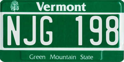 VT license plate NJG198