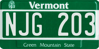 VT license plate NJG203