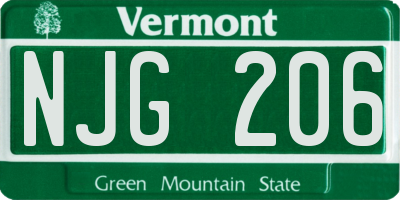 VT license plate NJG206