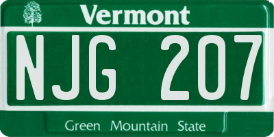 VT license plate NJG207