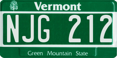 VT license plate NJG212