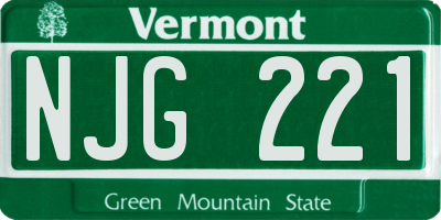 VT license plate NJG221
