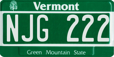 VT license plate NJG222