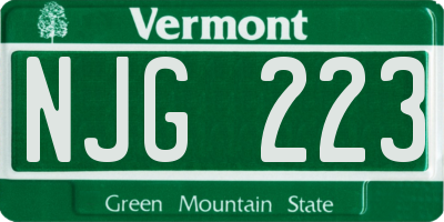 VT license plate NJG223