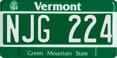 VT license plate NJG224
