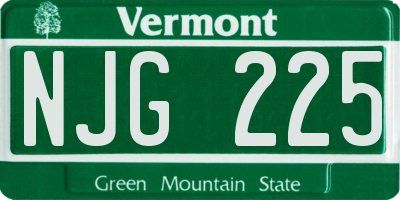 VT license plate NJG225