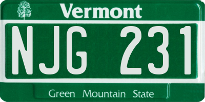 VT license plate NJG231