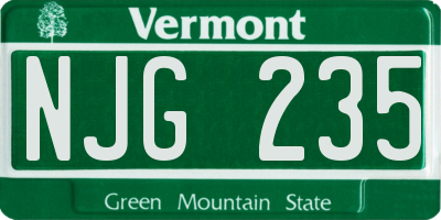 VT license plate NJG235