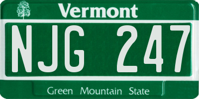 VT license plate NJG247