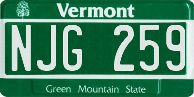 VT license plate NJG259