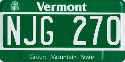 VT license plate NJG270