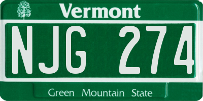 VT license plate NJG274