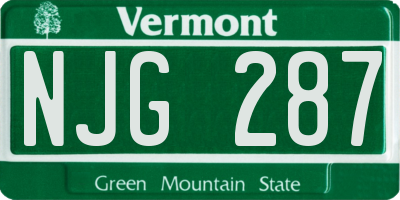 VT license plate NJG287