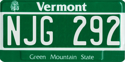 VT license plate NJG292