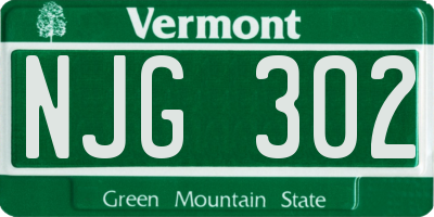 VT license plate NJG302