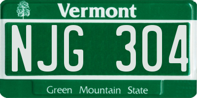 VT license plate NJG304