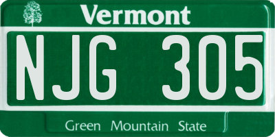 VT license plate NJG305