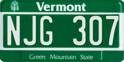 VT license plate NJG307