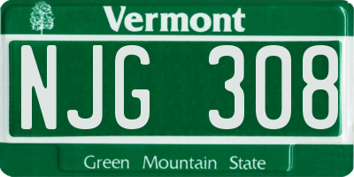 VT license plate NJG308