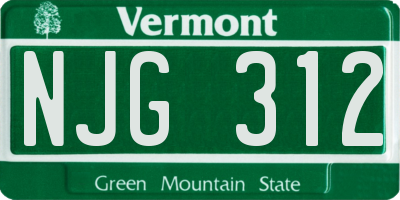 VT license plate NJG312