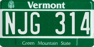 VT license plate NJG314