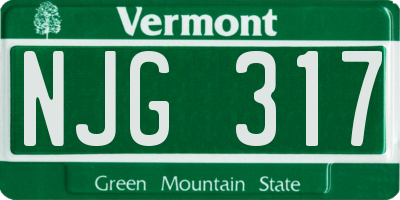 VT license plate NJG317