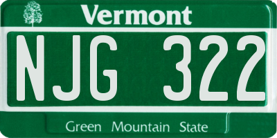 VT license plate NJG322