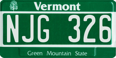 VT license plate NJG326