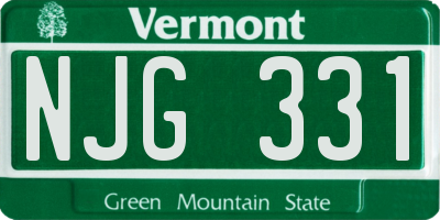 VT license plate NJG331
