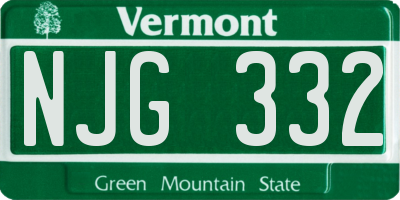 VT license plate NJG332