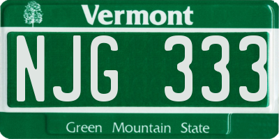 VT license plate NJG333