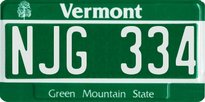 VT license plate NJG334