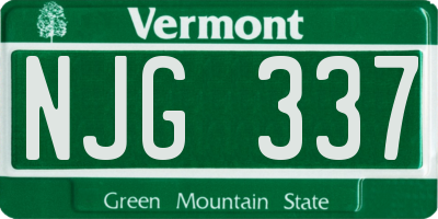 VT license plate NJG337