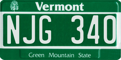 VT license plate NJG340