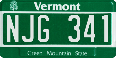 VT license plate NJG341