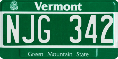VT license plate NJG342