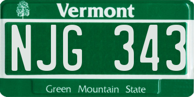 VT license plate NJG343
