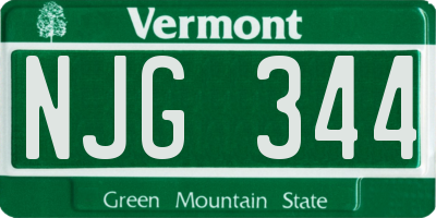 VT license plate NJG344