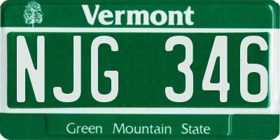VT license plate NJG346