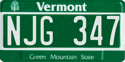 VT license plate NJG347