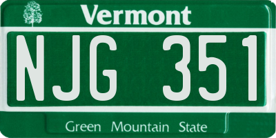 VT license plate NJG351