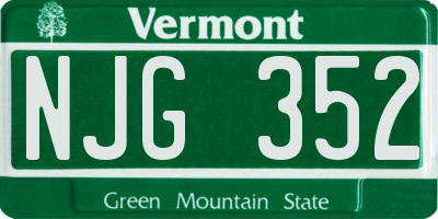 VT license plate NJG352