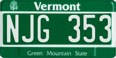 VT license plate NJG353