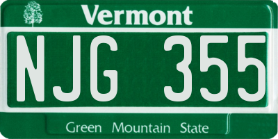 VT license plate NJG355