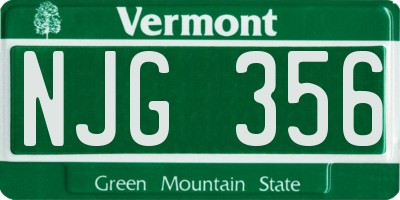 VT license plate NJG356