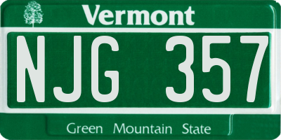 VT license plate NJG357