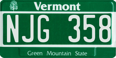 VT license plate NJG358