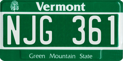 VT license plate NJG361
