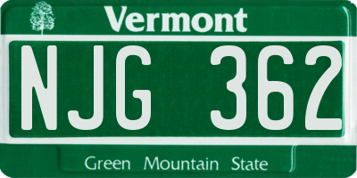 VT license plate NJG362